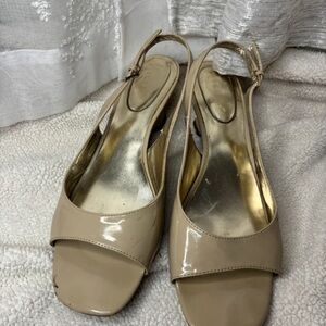 Beige by eci Nude Patent Slingback Sandals